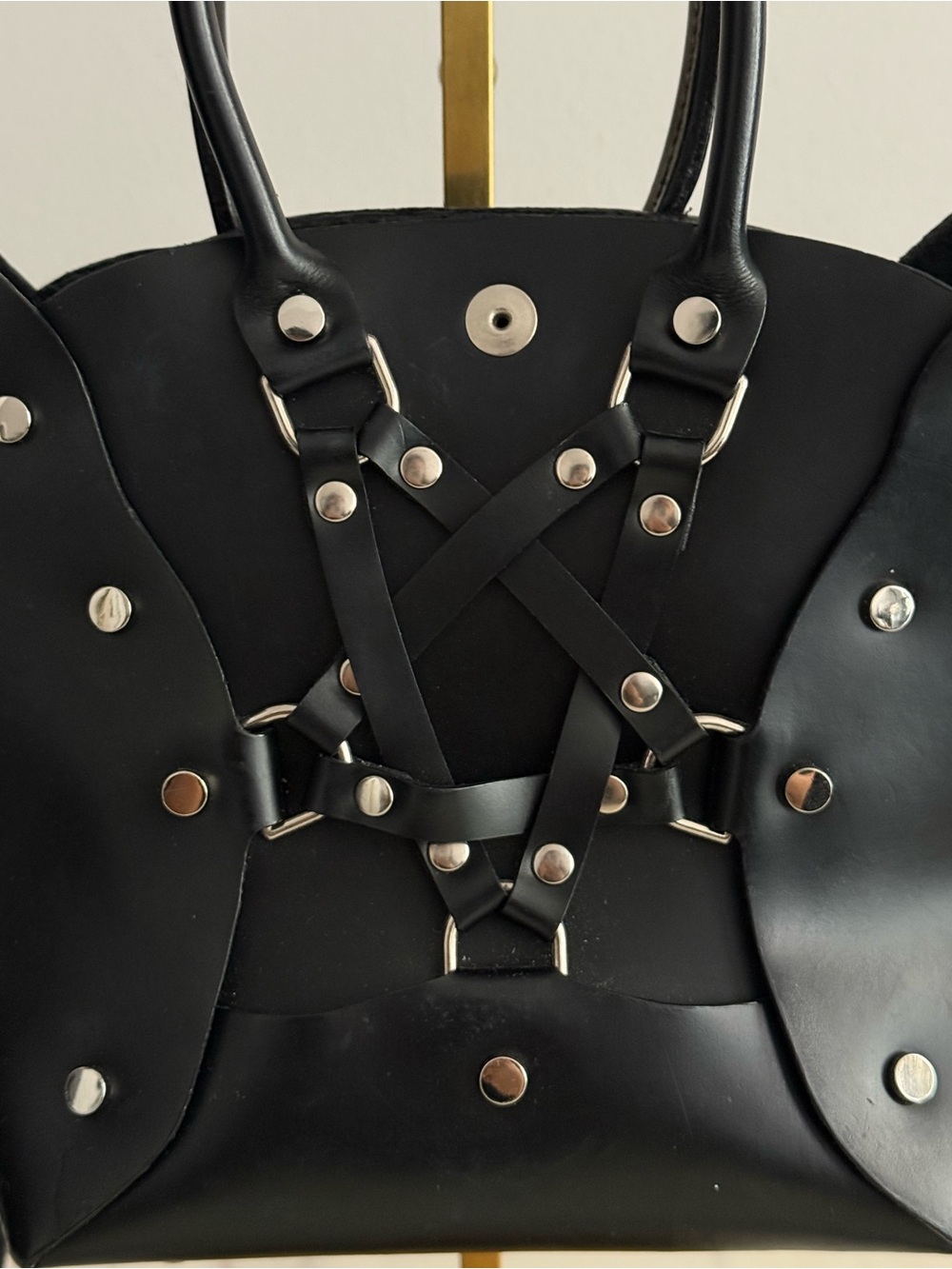 Zana Bayne Mini Pentagram Leather Handbag With Silver Hardware Sexy Statement OS - Picture 6 of 11